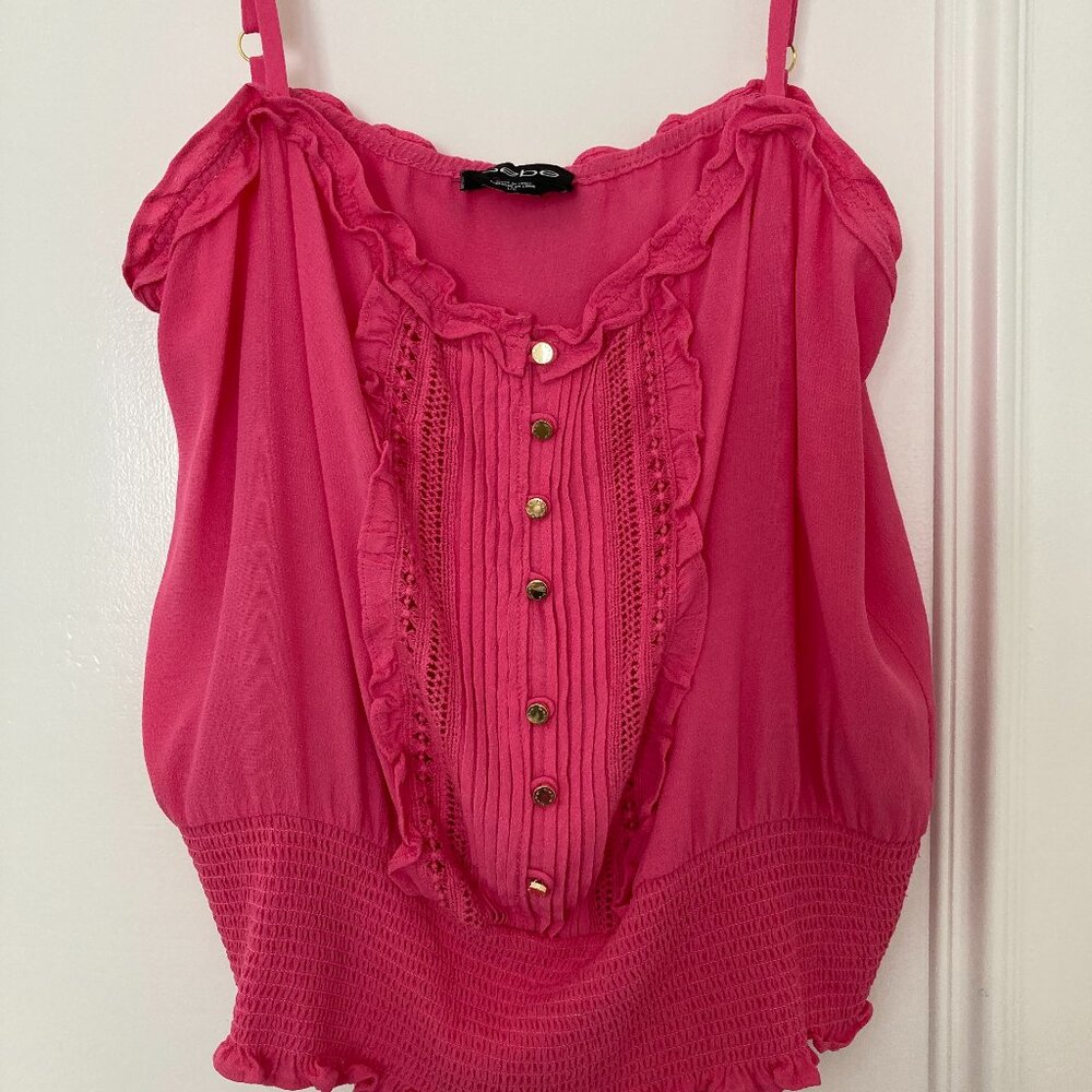 Bebe pink ruffle camisole tank